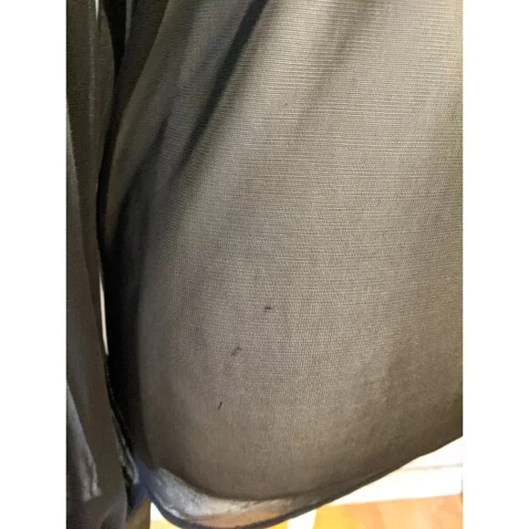 The Limited Black Mesh Beaded Blouse Sheer Button Up Gothic Whimsygoth XL - Picture 9 of 12